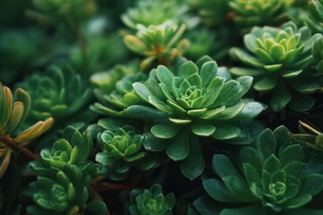 Fototapeta premium Lush green succulent plants growing together
