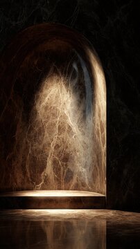 Luxurious Marble Archway with Soft Spotlight on Raised Platform