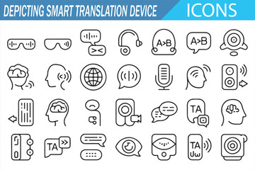 Digital Translator Icons &ndash; Speech Recognition Outline Collection