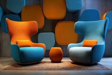 Fototapeta premium Vibrant furniture in a playful interior