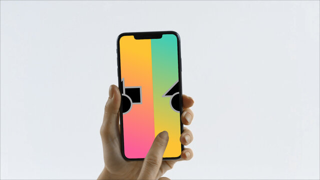 Mobile 31 Swipe Right Double &ndash; Modern Smartphone Screen Animation, Touch Swipe Scroll Tap Gestures, Vertical Mobile App Presentation and Digital Interface Display
