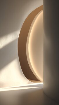 Soft Abstract Arch Light and Shadow in Minimal Corridor