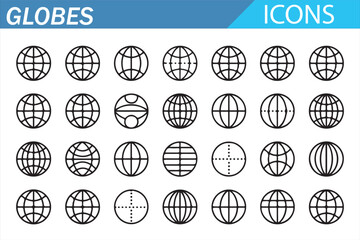 Universal Globe Icon Pack &ndash; International Earth Line Art Collection