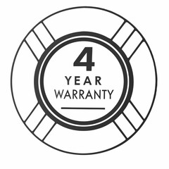 4 year warranty stamp vector