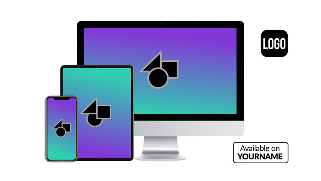 Responsive Devices 3 &ndash; Desktop Laptop Tablet Smartphone Screen Presentation, Multi Device Display Animation, Responsive Website and App UI UX Showcase Template
