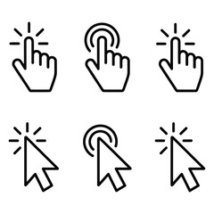 Fototapeta premium Digital interface user interaction hand and arrow cursor click icons