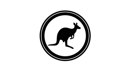 Obraz premium Kangaroo Silhouette Inside Circle Logo Design.