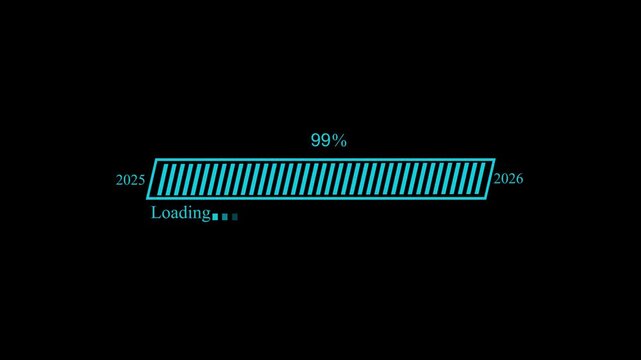 Waiting progress bar from 2025 to 2026 animation