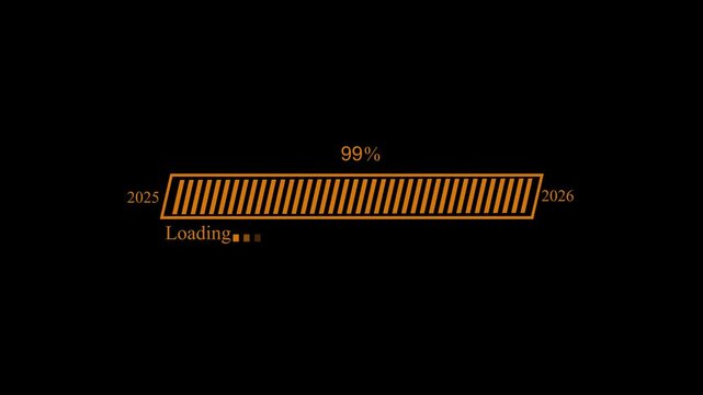 Waiting progress bar from 2025 to 2026 animation