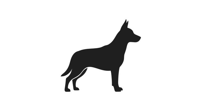 Silhouette of a dog standing proudly with erect ears and a muscular physique, depicted in a simple black outline