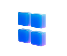 Modern abstract 3D grid of glowing blue square elements on white background. 3d illustration