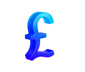 3D Gradient blue British Pound symbol, modern style with a glossy futuristic finish. 3D Illustration
