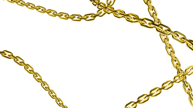 Golden luxury chains draped across a transparent checkered background