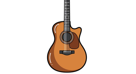 Obraz premium Vector illustration of an acoustic guitar with a brown body