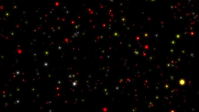 Background filled with scattered glowing dots resembling stars or festive lights animation