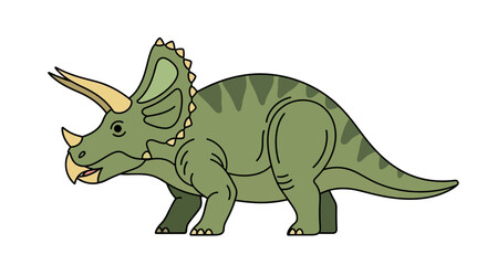 Cute cartoon triceratops dinosaur illustration in green color © Rohim