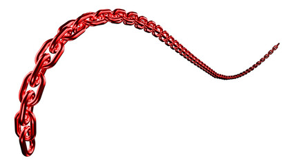 Naklejka premium Shiny red metal chain curving across a transparent backdrop