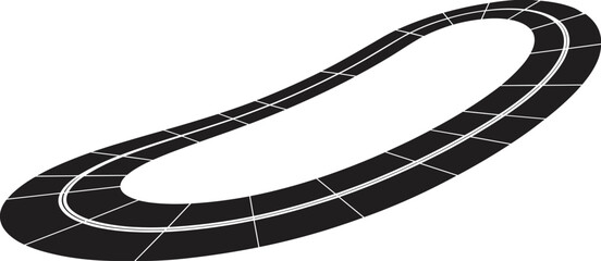 Athletics running track silhouette vector illustration, oval stadium lane design, black sports arena graphic, minimalist competition field icon © MstMonowara