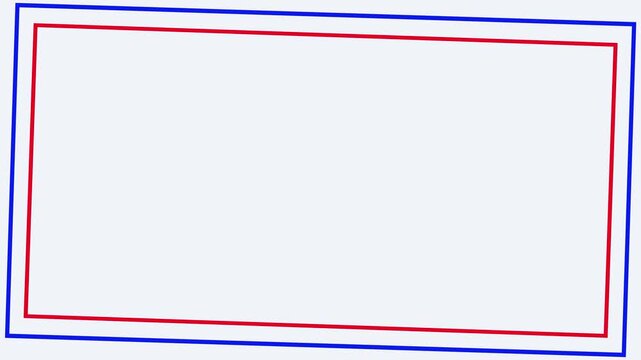 Clean geometric animation showing blue and red borders forming a frame on a light background. Perfect for text overlays.
