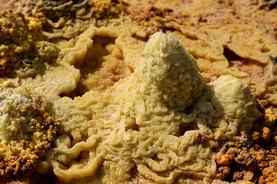 The colors of salt generated by the mineral-laden vapors of Dallol Volcano, Ethiopia