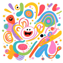 Colorful abstract illustration with cheerful shapes and designs  