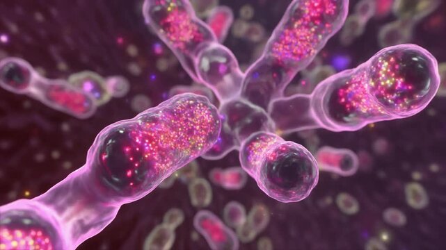 Bacteria Cells Under Microscope.