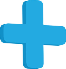 Obraz premium 3D Icon Cyan Blue Medical Cross Isolated Healthcare Plus Symbol for Hospital, Clinic and Emergency Use Transparent Background
