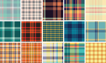 Subtle plaid pack for branding mockups. Low contrast tartan textures add gentle depth. Vector repeat avoids artifacts.