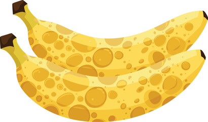 Fresh Ripe Bananas with Realistic Texture and Yellow Peel Isolated on Background Tropical Fruit Vector Illustration for Healthy Food Design