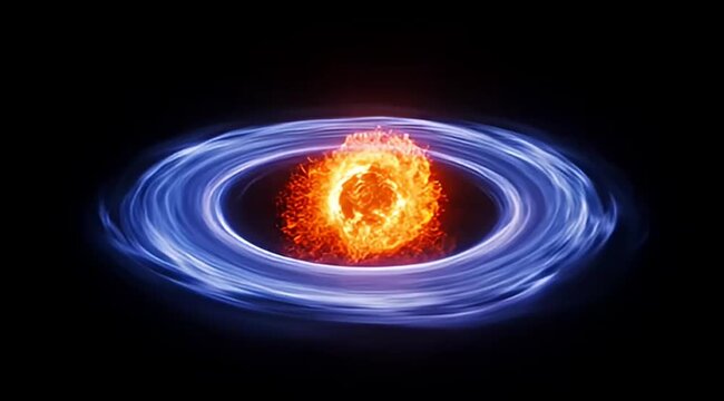 Abstract cosmic entity with swirling nebula and glowing central core