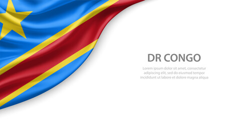 DR Congo Waving National Flag Template Background With Copy Space