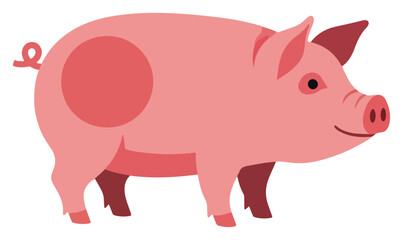 Fototapeta premium Pink pig illustration in flat vector style for farm and livestock themes