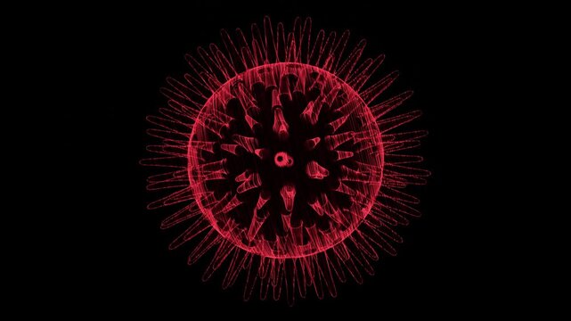 Holographic Virus Concept 3D Loop Animation

A seamless looping 3D animation of a holographic virus particle on a black background. High-quality visualization for medical, scientific, or futuristic te