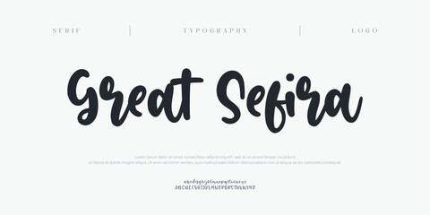 Great Sefira, Script typography beauty fashion elegant minimalist serif italic fonts decorative wedding vintage retro logos. Minimal luxury font alphabet logo. Vector illustration  © Gizmo Design