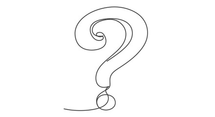 Fototapeta premium Continuous line drawing of a question mark, symbolizing curiosity and inquiry.