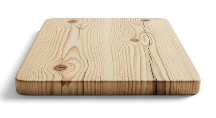 Fototapeta premium A beautifully crafted light wooden cutting board with visible grain patterns and rounded edges, showcasing a natural and rustic aesthetic, on white background. on white background