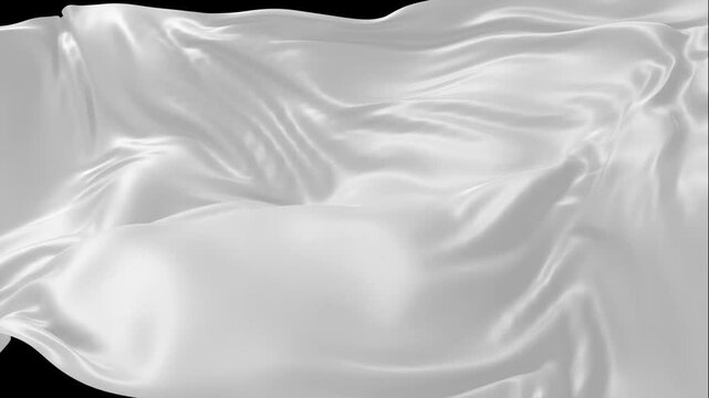 flowing white translucent fabric flowing softly in graceful motion Soft abstract fabric gently flowing and waving in a slow motion