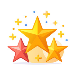 Fototapeta premium Vibrant yellow and red stars with blue dots and orange accents on a white background creating a playful and cheerful design