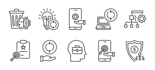 Icon pack Waste Reduction outline vector style for business professional modern efficient creative minimal strategy management productivity innovation teamwork branding design presentation solutions