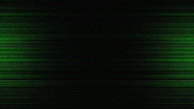 Abstract Green Digital Glitch Background with Horizontal Lines and Grainy Noise.