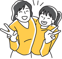 ピースする女性2人