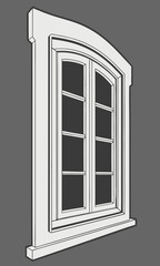 Obraz premium Arched Window Frame with Multiple Panes.