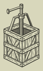 Fototapeta premium Vintage Wooden Press Machine for Industrial Use.