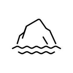 Illustration vectorielle minimaliste d’un rocher émergeant de la mer, style line art noir et blanc. Symbole du littoral breton et des paysages côtiers atlantiques © Manon