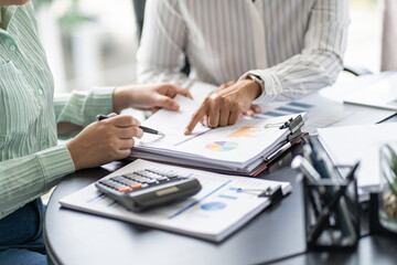 Teamwork brainstorming Creative idea Business project. Business People meeting taking notes while...