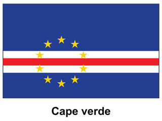 Fototapeta premium Flag of Cape Verde with Blue Background and Yellow Stars on White Stripe