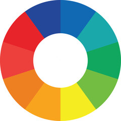 Obraz premium Color palette guide. Rainbow color wheel. Color wheel vector. Illustration of printing color wheel with twelve colors in gradations. Gradation of colors Theory in the circle.
