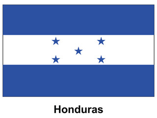 Flag of Honduras Featuring Blue Stripes and Five Stars on White Background