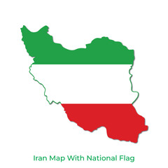 Obraz premium Iran Map and Flag Vector Illustration, National Symbol of Islamic Republic of Iran