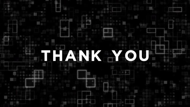 glitch thank you text on futuristic background